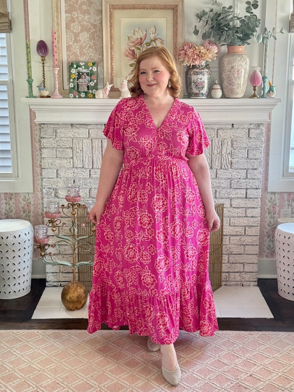 Lane Bryant Pink Floral Maxi Dress